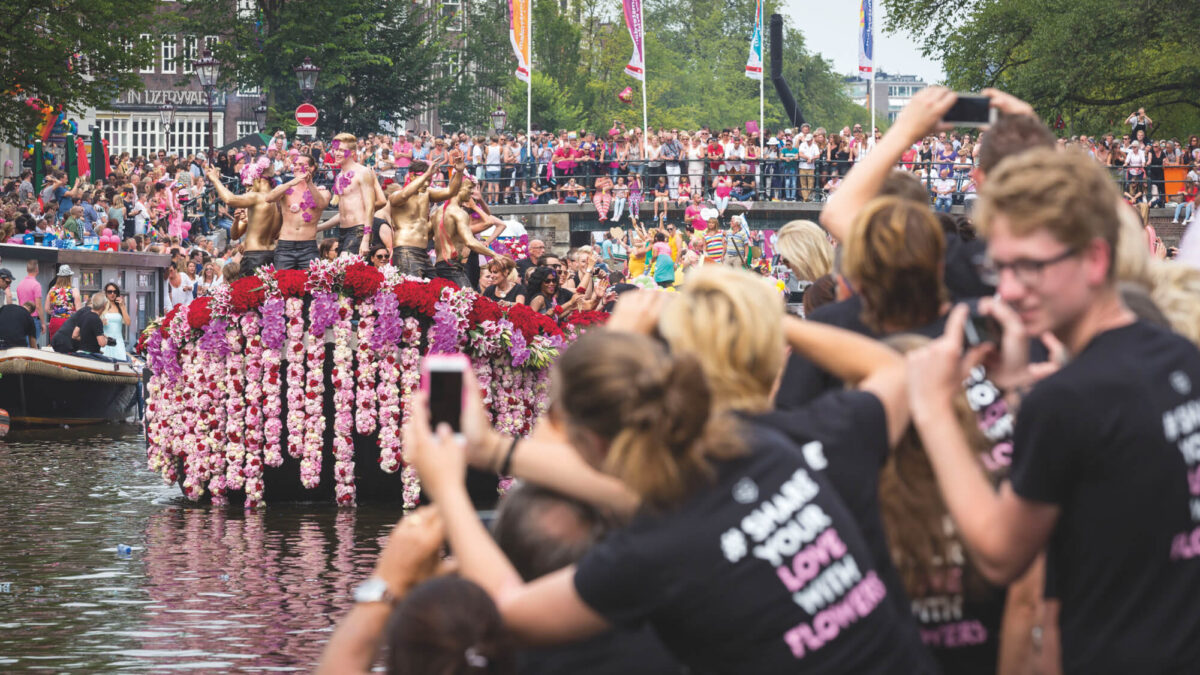 Share your love with peonies at the Amsterdam canal pride.